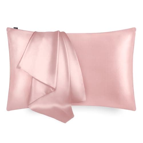 LILYSILK 100% Silk Pillowcase 1PC 25MM Pure Bed Pillowcase for Hair & Skin Terse Envelope Double-Sides Charmeuse Silk, Rosy Pink Standard 20x26 inches