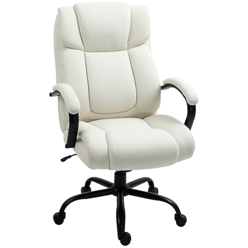 Vinsetto Big and Tall Executive Office Chair 485lbs with Wide Seat, High Back Computer Desk Chair with Tilt, Adjustable Height, Cream White