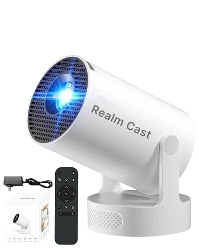 Realm Cast Projector, Mini Projector with Wifi and Bluetooth, Hundreds of Fantasy Ambience Scenes, 4k HD, Auto Keystone, Low Latency & 180° Rotation for Reading or Gaming
