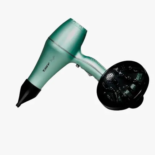 Taiff Style IonSense Professional Hair Dryer | 1875W Ionic Ceramic Blow Dryer with Diffuser | Lightweight Travel Friendly | Dual Voltage - Fast Drying | Green