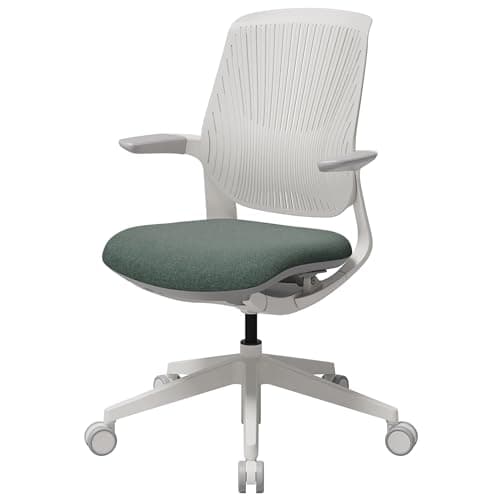 SIDIZ T25 Petite Ergonomic Office Chair : Home Office Desk Chair for Petite Women (4' 9" or Over), Adjustable Seat Height, Weight-Activated Auto Fit Tilt, Gaming Chair (White Plastic, Ash Green Seat)