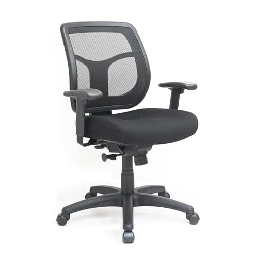 Eurotech Seating Apollo Mid-Back Swivel Ergonomic Office Chair with TEMPUR® Cushioned Seat and Mesh Back, 360-Degree Swivel Executive Task Office Chair, Black