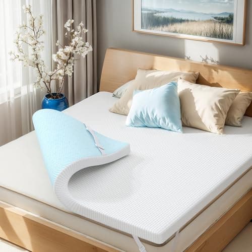 Subrtex Mattress Topper, Gel-Infused Memory Foam Mattress Topper, High Density Cooling Bed Topper Pad with Breathable Removable Fitted Cover CertiPUR-US Certified (2 Inch, King)