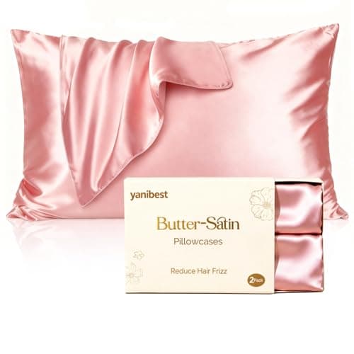 Yanibest Satin Pillowcase, Silk Pillow Cases for Hair and Skin with Zipper, Standard Pillow Cases Set of 2 for 20"x26", Exquisite Packaging for Women Men