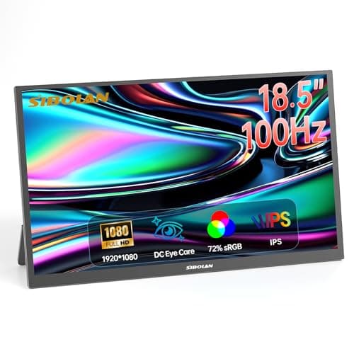 sibolan Portable Monitor 18.5inch 1080P FHD 100Hz Refresh Rate Gaming Monitor, 72% sRGB, IPS Panel, Dual USB-C & Mini-HDMI for Laptop, PC, Phone, Built-in Kickstand, Speakers