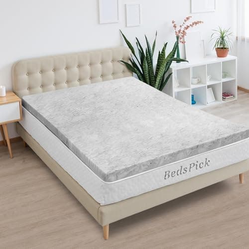 BedsPick 3 Inch Twin XL Mattress Topper, Gel Infused Memory Foam Mattress Topper XL Twin, Ventilated Bed Toppers, Extra Long Mattress Pad for College Dorm, CertiPUR-US Certified, Grey-White