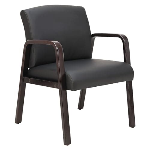 Alera ALE Reception Lounge Series Guest Chair, Espresso/Black Leather