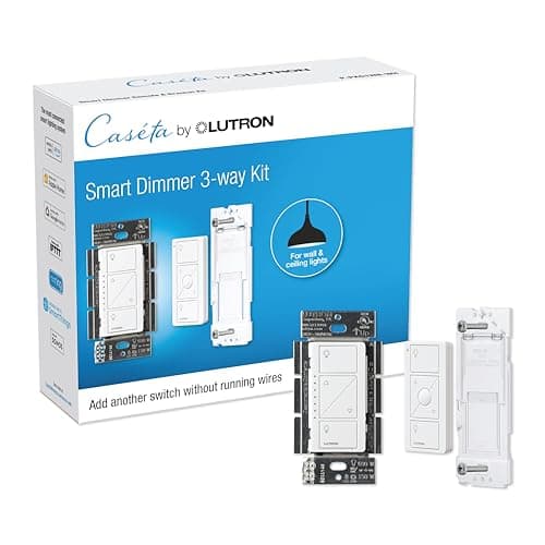 Lutron Caseta 3 Way Smart Dimmer Light Switch Kit, Includes Pico Remote, Bracket, and LED Dimmer Switch, No Neutral Required, P-PKG1WB-WH