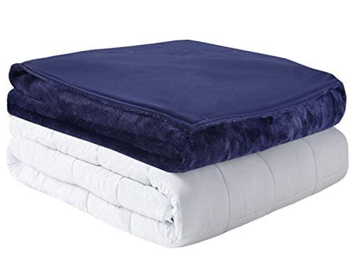 MP2 Glacier Weighted Blanket with Nano-Ceramic Beads Reversible Cooling & Warm Cover for Hot and Cold Sleepers, 48"x72" 15lbs, Navy (MPT51-0064)
