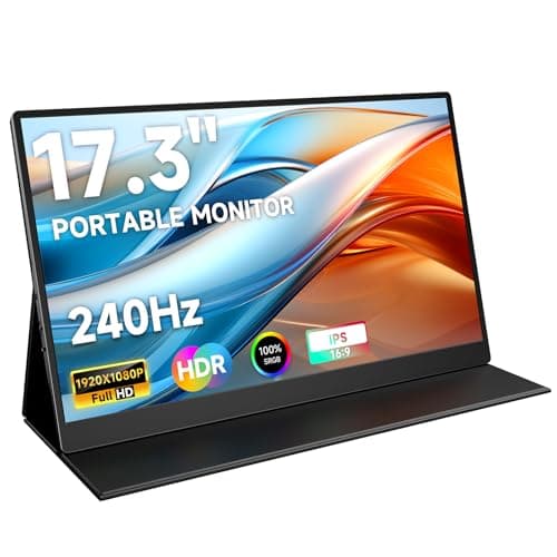 AYY 17.3" Portable Monitor 240Hz, 1080P FHD Laptop Gaming Monitor, 100% sRGB Eye Care IPS HDR Screen, USB-C HDMI Travel Monitor for PC Mac Phone Xbox PS5 Switch Laptop, w/Smart Cover & Speakers