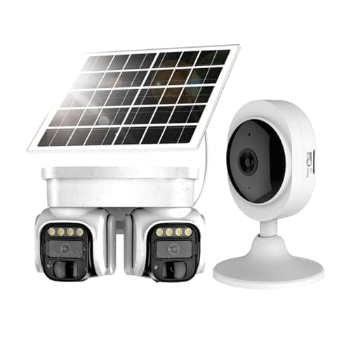 No WiFi Security Camera,4G LTE Cellular Security Camera Outdoor with Dual Lens 360° View, 2K Color Solar Cellular Cam Night Vision,PIR Motion Sensor,2 Way Talk,IP66 Waterproof, Built in SIM,White-QQ