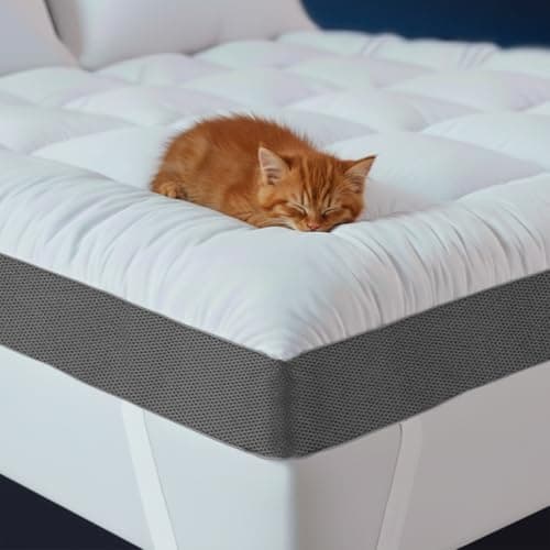 HYPREST 4 Inch Mattress Topper Queen, Thick Cooling Cotton Pillow Top with 2000 GSM Shredded Memory Foam - Soft & Supportive for Back Pain Relief,Non-Slip Bottom