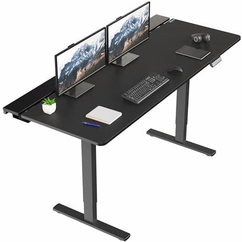 VIVO Electric 71 x 30 in Standing Adjustable Gaming Desk with Hidden Cable Trays, Full-Size Mouse Pad, Holds 220 lbs, Black Top Black Frame, DESK-KIT-1B6-P3B-71