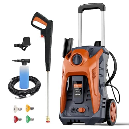 Electric Pressure Washer 4800PSI-Max 2.9GPM Pressure Washer with 25 FT Hose, 4 Quick Connect Nozzle,16.9 Oz Soap Tank Orange Cleaning for Pool, Patio, Car