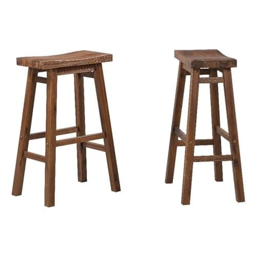 Boraam Sonoma Backless Saddle Kitchen Bar Stool - Chestnut Wire-Brush - Set of 2