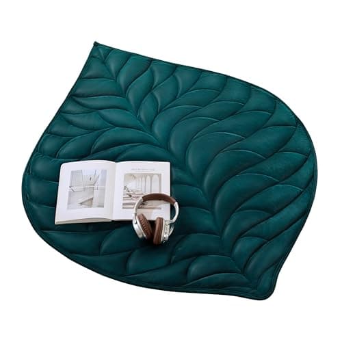 ZILLYBEE Weighted Lap Blanket 7 lbs 41"×53", Luxury Soft Small Weighted Lap Pad for Adults,Portable Travel Leaf Weighted Throw Blanket for Relaxation, All-Season Use and Machine Washable Deep Green