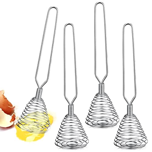 CHENGU 4 Pieces Stainless Steel French Style Spring Whisk, 8.46 Inches x 1.97 Inches, Silver