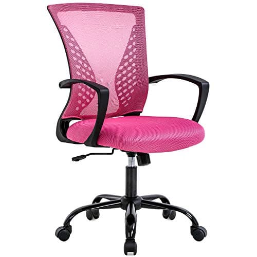Office Chair Desk Chair Computer Chair with Lumbar Support Armrest Mid Back Rolling Swivel Task Adjustable Mesh Ergonomic Chair for Women Adults, Pink