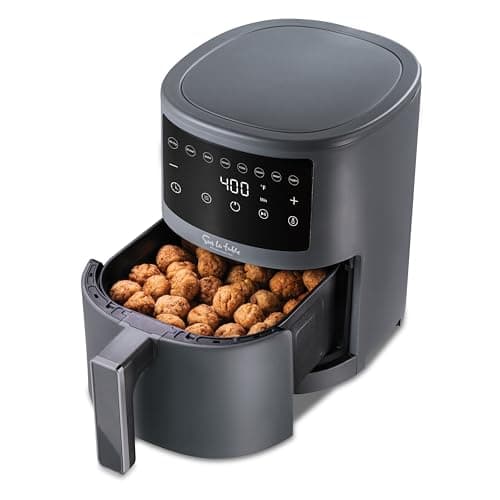Sur La Table Compact 3.8 Quart Air Fryer - Digital LED Touchscreen Display with 8-Presets, Air Fry, Bake, Roast, Broil, and Reheat, 1500W