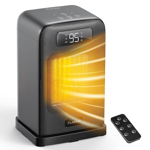 FLANUR Space Heaters for Indoor Use, 1500W Small Desk Heater with Remote, Thermostat, 4 Modes, 12H Timer, LED Display, Safety Protection, 70° Oscillating Heater for Office Bedroom Home (Black, 1Pack)