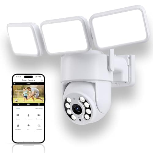 GOLSPARK Floodlight Camera, 2K WiFi Outdoor Security Camera with 2000LM Flood Light, Outdoor Camera with 2-Way Audio 360° PTZ AI Detection Auto Tracking Color Night Vision Alert Cloud or SD Storage