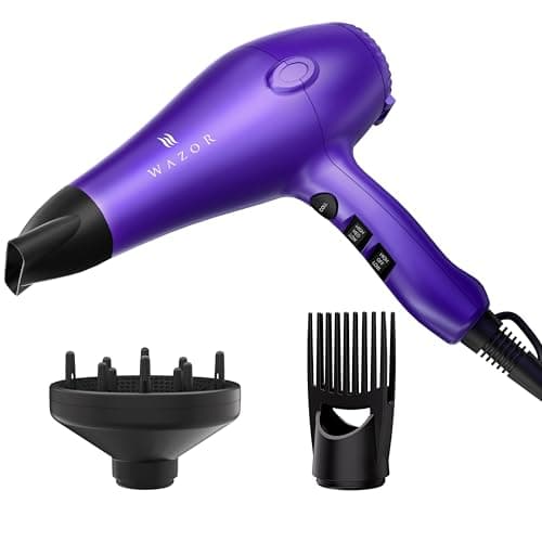 1875W Professional Hair Dryer, Lightweight & Quiet Ionic Blow Dryer, Tourmaline Ceramic Technology for Fast Drying with 2 Speeds & 3 Heat Settings, Damage-Free Shiny Hair, Cool Shot Button, Purple