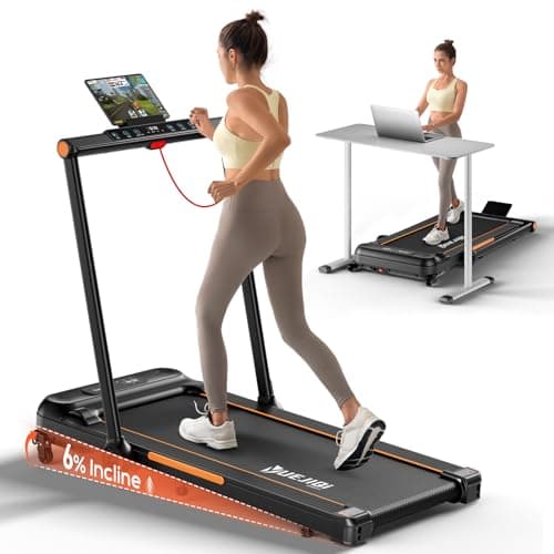 YUEJIQI Walking Pad with Incline, 3.5HP Foldable Treadmill for Home Office Small Space, Portable Walking Treadmill Under Desk 300 Lbs with 12 Preset PROG, LED Display, Speaker and Phone Holder
