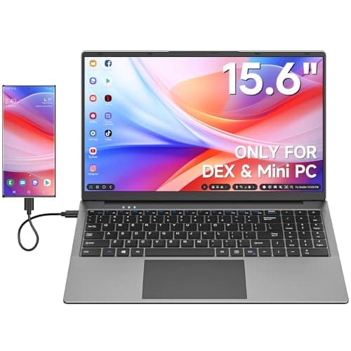 15.6 inch Lapdock for Samsung DeX and Mac mini, Lap Experience for Samsung Phone and Mini PC, Portable Monitor with Keyboard Compatible with S24/23, Z Fold 6/5, Note 20/10, Steam Deck - Grey