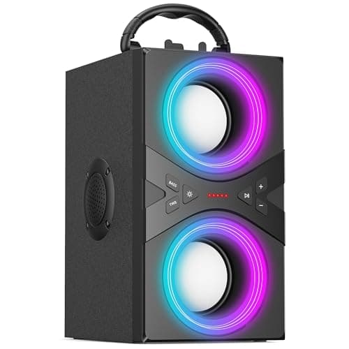 DINDIN Bluetooth Speakers, 40W(Peak) Wireless Party Speaker with TWS, Beat-Driven Lights, 80dB Loud Stereo Sound & Rich Bass, Portable Speakers with Subwoofer for Party, Outdoor, Camping, Travel