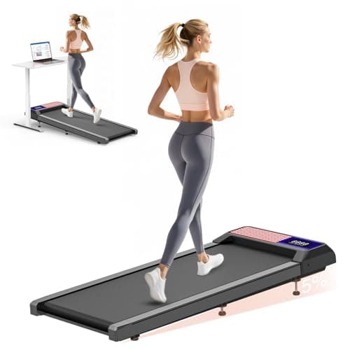 RJOP Walking Treadmill Pad with 0%-5% Incline and APP Sync, Small Compact Under Desk Treadmills for Home and Office with Remote Control and LED Display, 2.5HP, Red Blue