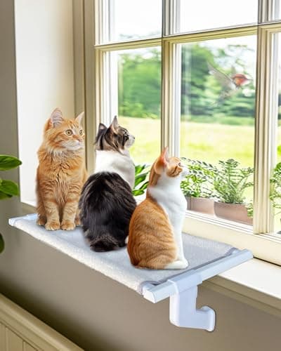 NRYDEPET Heavy-Duty Window Sill Perch – All-Metal Frame Supports up to 120 lbs – Durable, Easy-to-Assemble Cat Hammock for Large and Multiple Cats (XL 1PC)