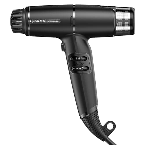 GA.MA iQ LITE Perfetto Hair Dryer with 110,000 RPM Intelligent Brushless Motor, Dual Filter, Oxy-Active Technology, Black
