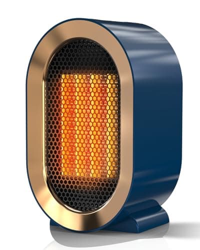 QQT Electric Space Heater,Portable Energy Efficient Space Heaters for Indoor Use,Two-Speed Portable Heater Fan for Office with Adjustable,Overheating Protection,Dumping Shutdown(Blue)