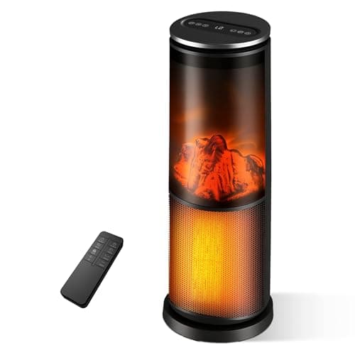 Manastin Space Heaters for Indoor Use, 120° Oscillation Electric Heater with Remote, Adjustable Thermostat, Flame Effect, 24H Timer, Safety Protection, Portable Heater for Large Room, Office
