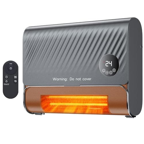 Sweetcrispy Smart Wall Heater, 1500W Fast Heating Electric Space Heater for Indoor Use, Wall Mounted Panel Heater with Remote, 3 Fan Speeds, Overheat Protection for Bedroom, Bathroom, Office–Dark Grey
