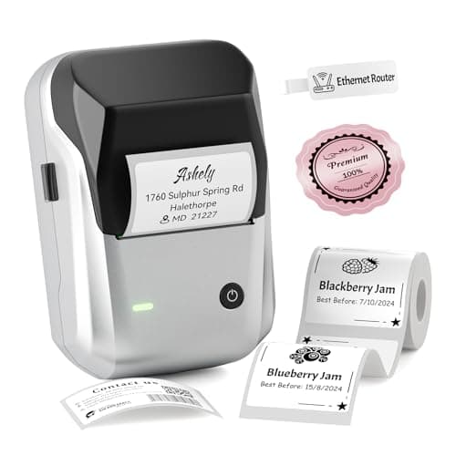 NIIMBOT B1 Label Maker, Portable Bluetooth Thermal Label Printer with Large Waterproof Tape and Multiple Templates for Kitchen, Home, School, Small Business,2 Inch (Silver, 1 Printer+1 Roll Label)