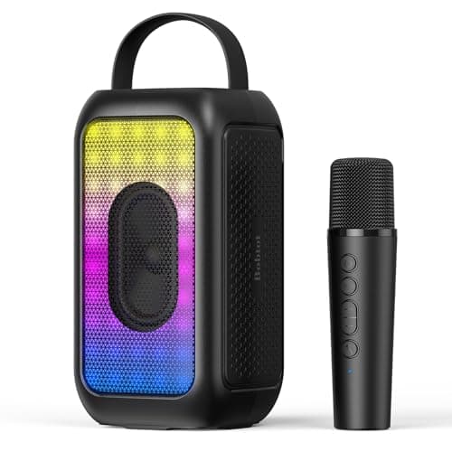 Bobtot Portable Bluetooth Speaker, 16H Playtime Wireless Speakers, Peak Singing Machine with Microphone, Magic Sound, Echo, EQ Mode (Black, with 1 Mic)