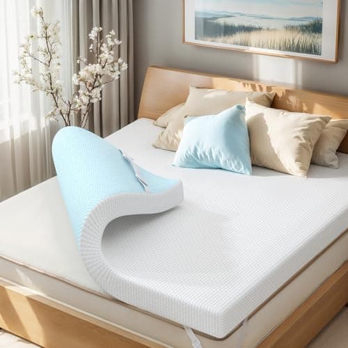 SUBRTEX Queen Mattress Topper, Gel-Infused Memory Foam Mattress Topper, High Density Cooling Bed Topper Pad with Breathable Removable Fitted Cover CertiPUR-US Certified (4 Inch, Queen)