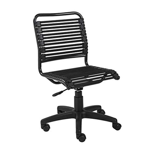 HomeRoots Black Flat Bungie Cord Low Back Rolling Office Chair