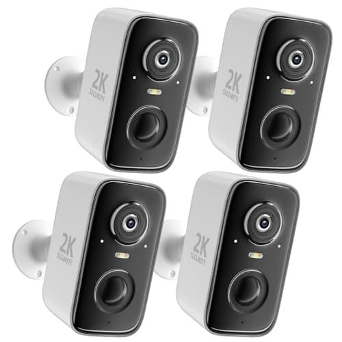 Rraycom 4Pc Security Cameras Wireless Outdoor,2K Battery Powered AI Motion Detection Spotlight Siren Alarm Surveillance Indoor Home Camera, Color Night Vision, 2-Way Talk, Waterproof, Works/Alexa