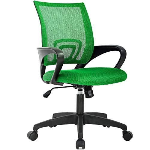BestOffice | Ergonomic Office Chair | Mid-Back Swivel Desk Chair | Breathable Backrest & Lumbar Support | Adjustable Height | Sponge Seat | Rolling Wheels | Green | for Adults & Women