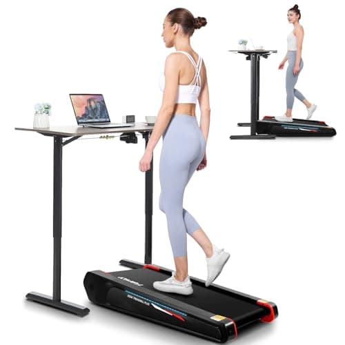 FUNMILY Smallest Walking Pad with 5% Incline, 2 in 1 Under Desk Treadmill for Home Office, 2.5 HP Mini Compact Walking Treadmill, Installation-Free/300lbs Weight Capacity(Dark Red)
