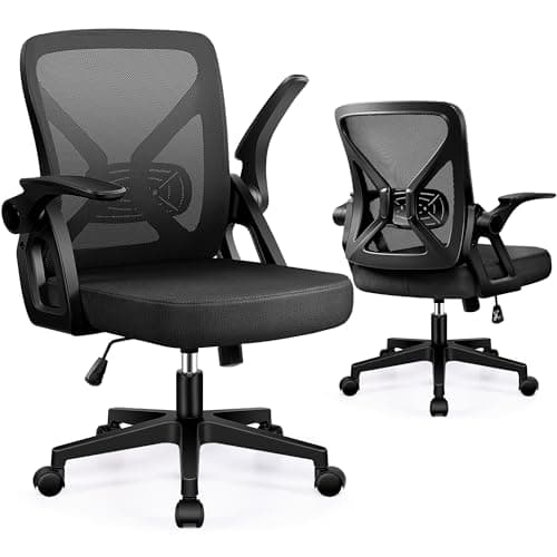 FelixKing Office Chair - Ergonomic Desk Chair Breathable Mesh Task with Wheels and Lumbar Support Home Desk Office Chairs with Flip up Armrest Rolling Swivel for Home Computer Black