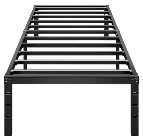 HLIPHA Metal Platform Bed Frame 14 Inch Tall,No Box Spring Needed,Twin Size Bed with Heavy Duty Strong Support Slats,Easy to Assemble,Black