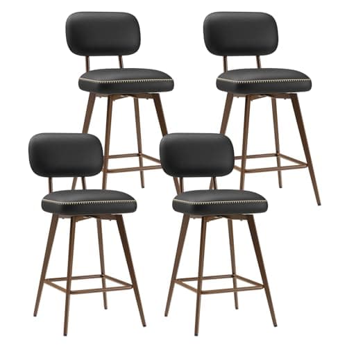 MALOL Swivel Bar Stools Set of 4, Black