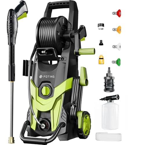 2025Upgraded Electric Pressure Washer, 4500 PSI 3.2 GPM Power Washer with 4 Quick Connect Nozzles, Inlet Hose & Filter& Foam Cannon for Cars/Fences/Driveways/Home Cleaning