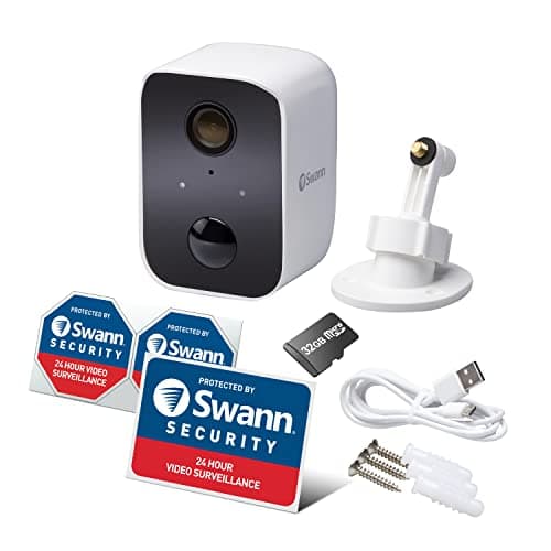 Swann CoreCam Wireless Security Camera, 1080P HD for Indoor/Outdoor Home, 2-Way Talk & Siren, Heat Motion Detection, Night Vision, IP65, 24/7, Local 32GB & Cloud Recording, 1 Pack