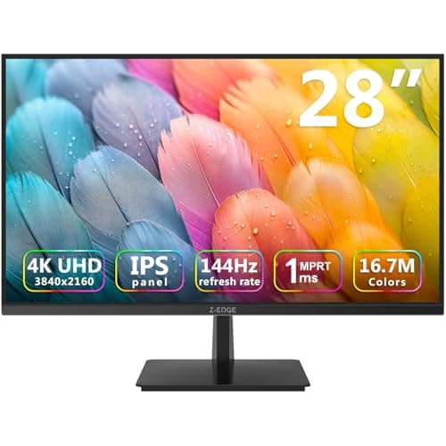 4K Monitor, Z-Edge 28 inch IPS Monitor, UHD 3840x2160 IPS Computer Monitor, 300 cd/m², 144Hz Refresh Rate, 1ms MPRT Response Time, U28I4K Ultra-Thin Bezel