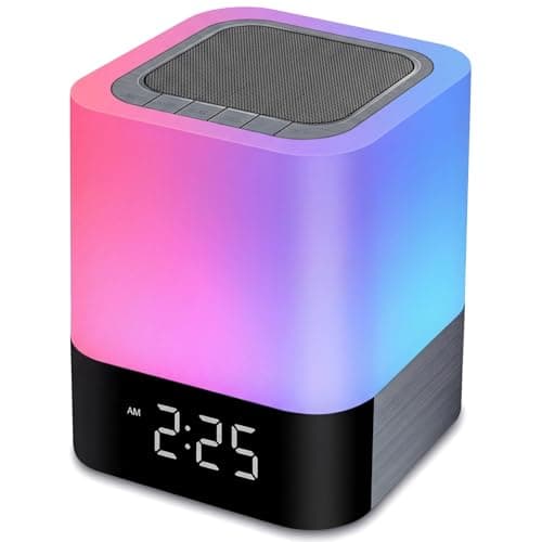 Gallstep Night Lights Bluetooth Speaker, Alarm Clock Bluetooth Speakers Touch Sensor Bedside Lamp Dimmable Multi-Color Changing Bedside Lamp, MP3 Player, Wireless with Lights