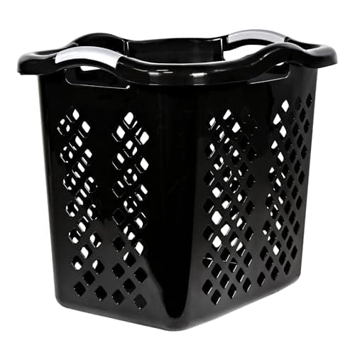 CNEIESD Laundry Hamper Basket With Diamond Pattern, 2 Bushel Capacity, Large Laundry Baskets Black In Laundry Room, Bedroom Decor, Bathroom, 21.6 X 17 X 18.9 Inches (1, Black)